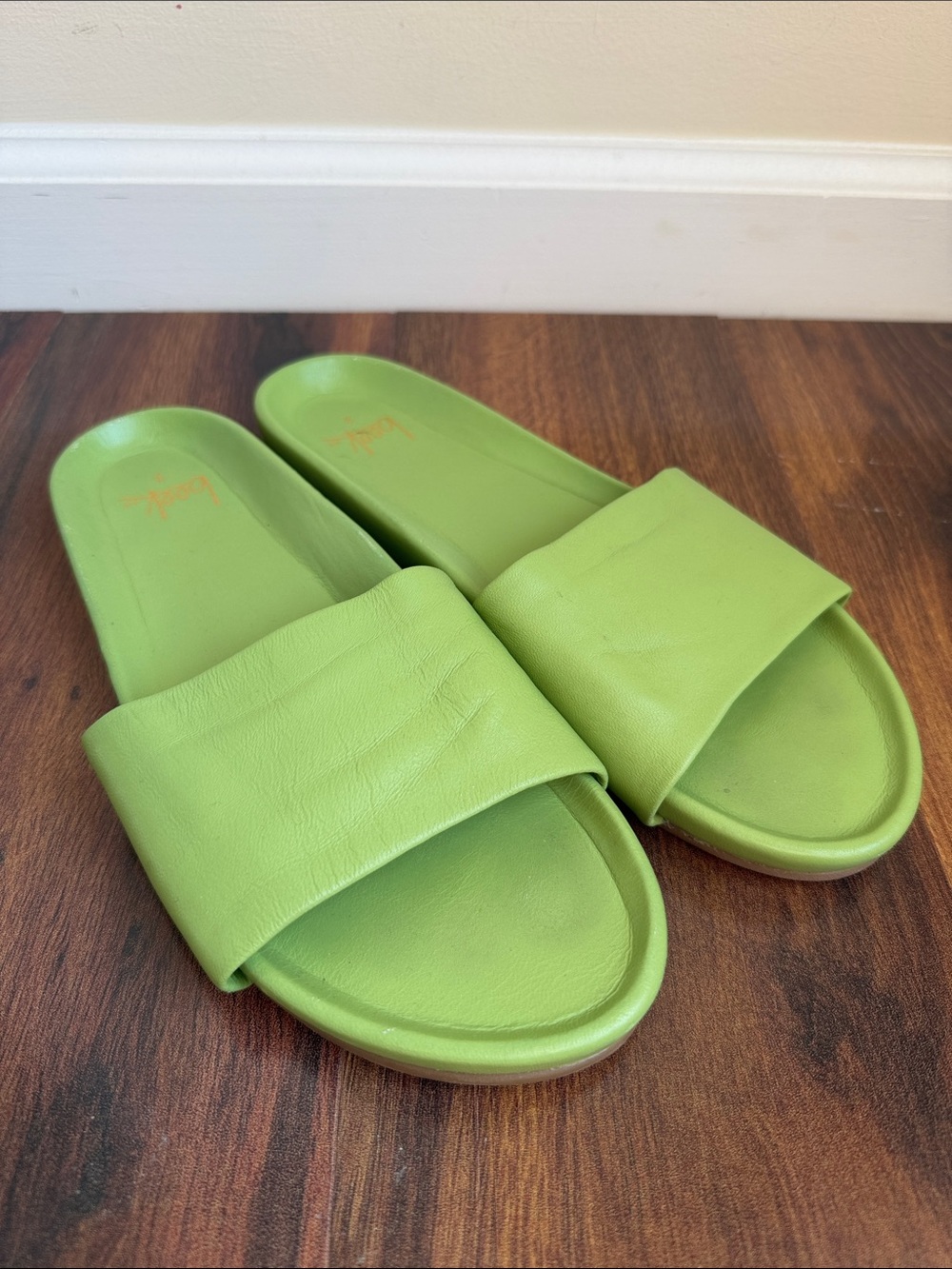 Beek Gallito Leather Slides Green Minimalist Sandals Womens 9